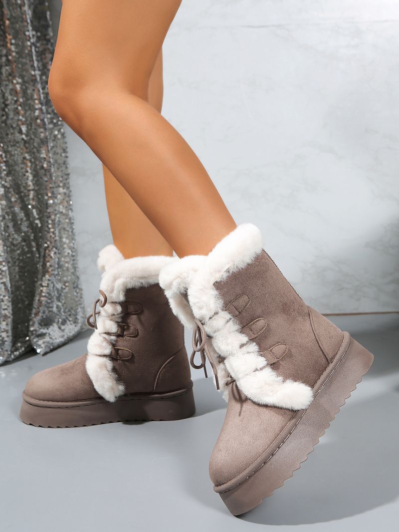 Schneestiefel für Damen, Herbst/Winter 2025, mit verdickter Sohle und extra dickem Futter, Baumwollschuhe mit Fellisolierung._voghion.com