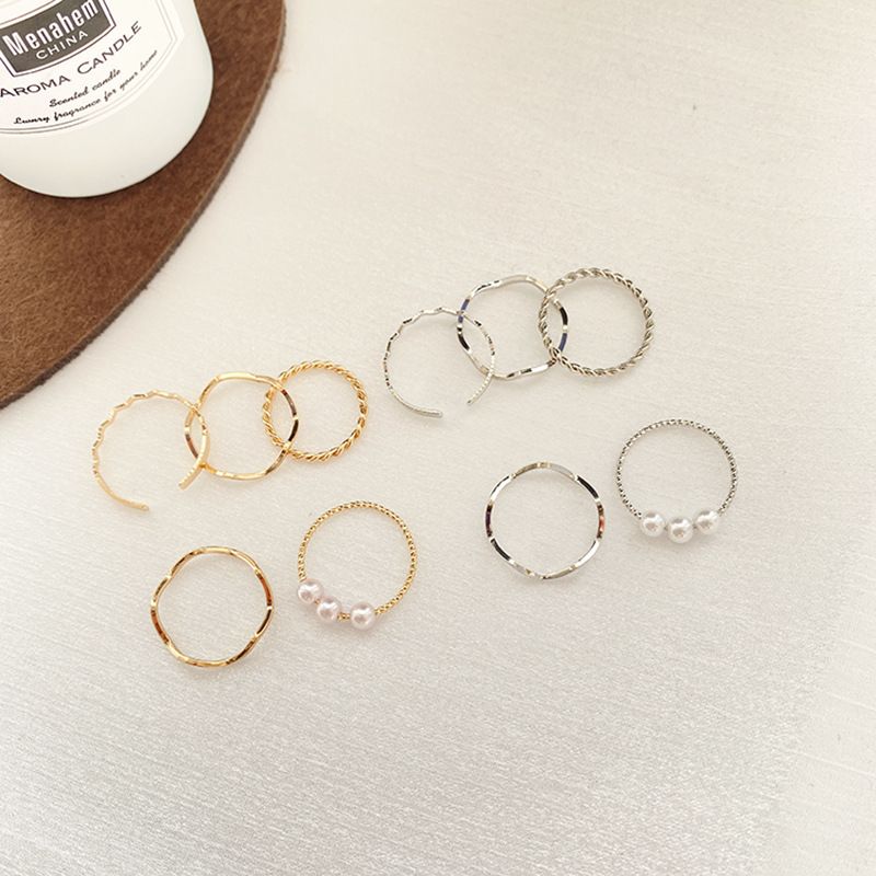 INS Japanese and Korean minimalist wave shaped personalized ring, niche design, temperament, net red tail ring set,_voghion.com