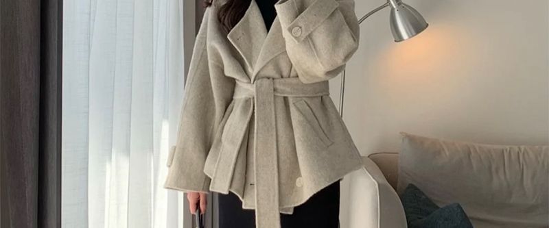 Dames trenchcoat van wolmix, oversized, dubbelrijs, Audrey Hepburn-stijl, jas voor de herfst en winter, warm, verdikt, casual, elegant, petite, vriendelijk_voghion.com