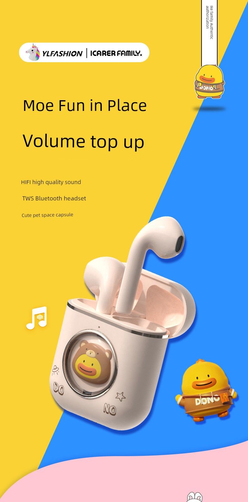 Original Cute Bluetooth Headset Call Noise Reduction Mini Binge-watching Game Low Latency Girl Student Semi-in-Ear_voghion.com