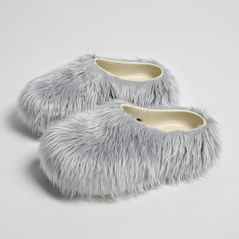 Chaussons mules en fausse fourrure avec semelle plateforme – Chaussures unisexes confortables pour l'intérieur et l'extérieur, antidérapantes et confortables, tendance années 2000_voghion.com