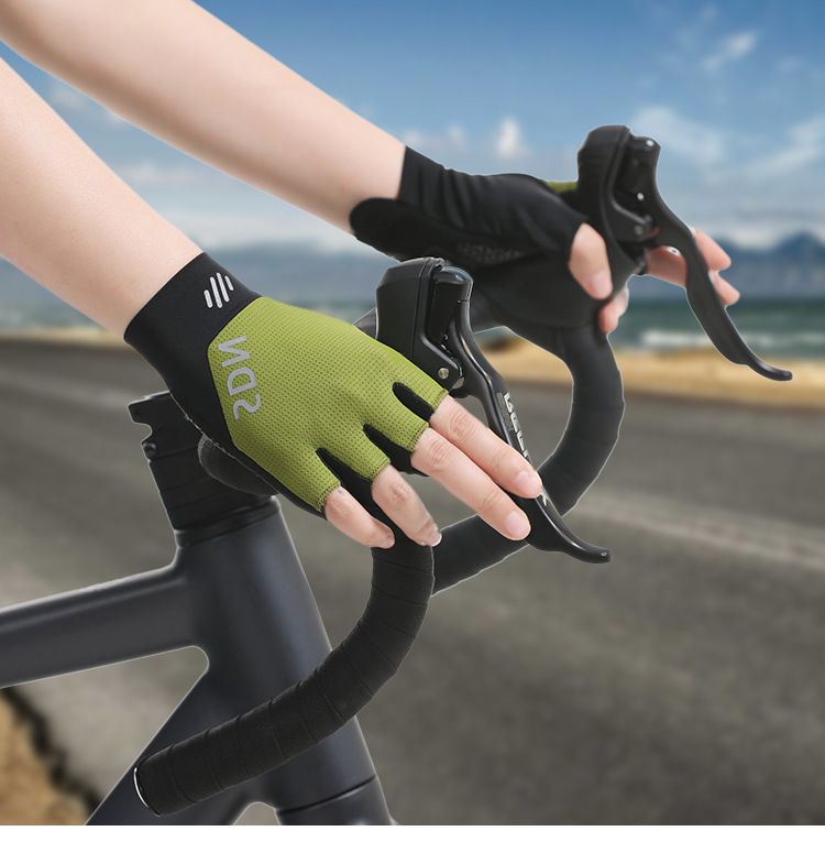 Guantes de verano para ciclismo de medio dedo, antideslizantes, con absorción de impactos, transpirables, para pesca al aire libre, deportes de carretera y montaña._voghion.com