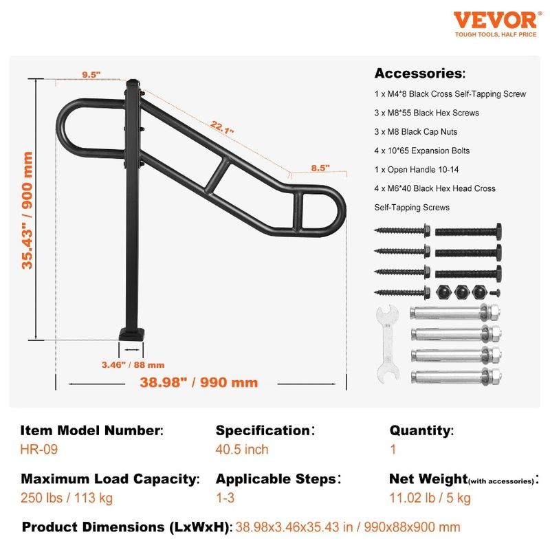 Outdoor Stair Handrail Mount 13 Single 40.5 For Handrail Floor Post Step_voghion.com