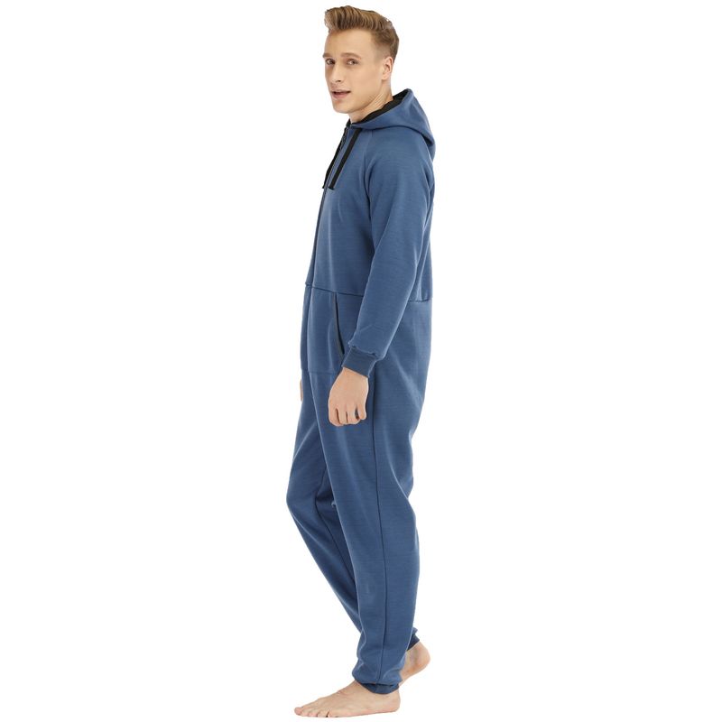 Underwear & Sleepwears Men's Heavyweight Fleece Jumpsuit - Cozy One-Piece Loungewear & Sleepwear For Home Comfort (Green, Black, Royal Blue, S-XXL)_voghion.com