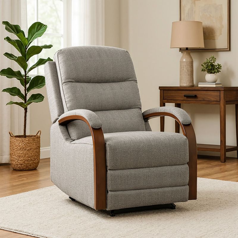 Recliner Chair For Adults, Massage Fabric Small Recliner Home Theater Seating With Lumbar Support, Adjustable Modern Reclining Chair With Padded Seat Backrest For Living Room, Brown_voghion.com