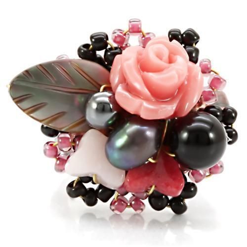 LOA596 - Antique Tone Brass Ring with Assorted in Multi Color_voghion.com