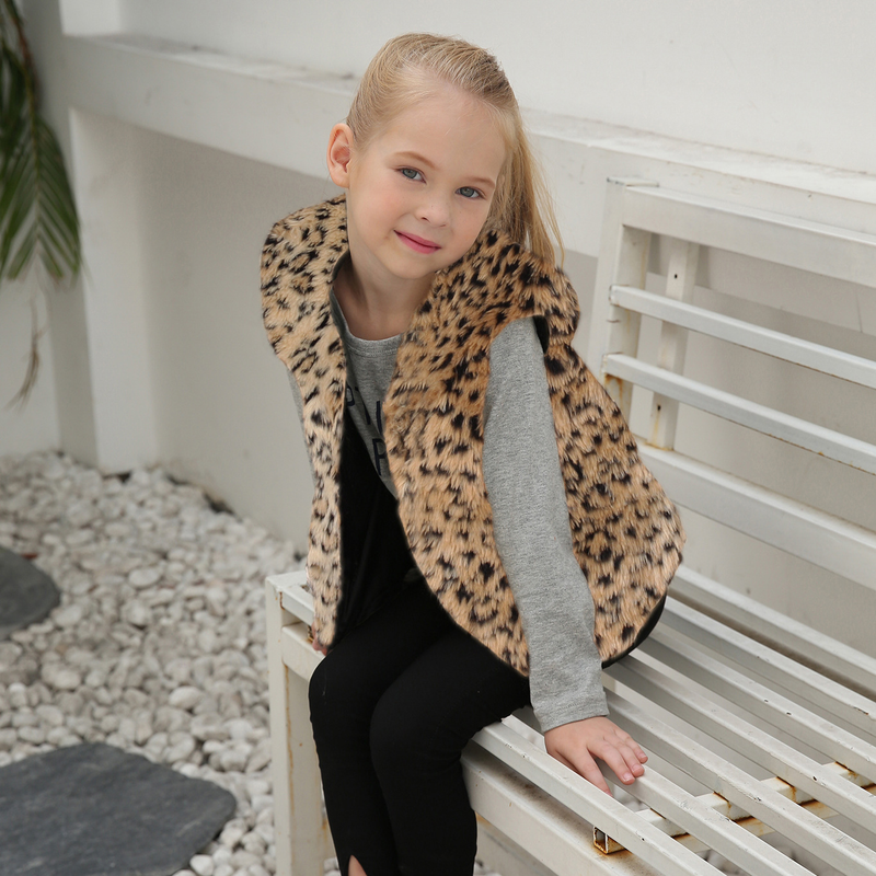 kid's clothing Children's leopard print imitation fur vest fashion vest with thick warm fur coat_voghion.com