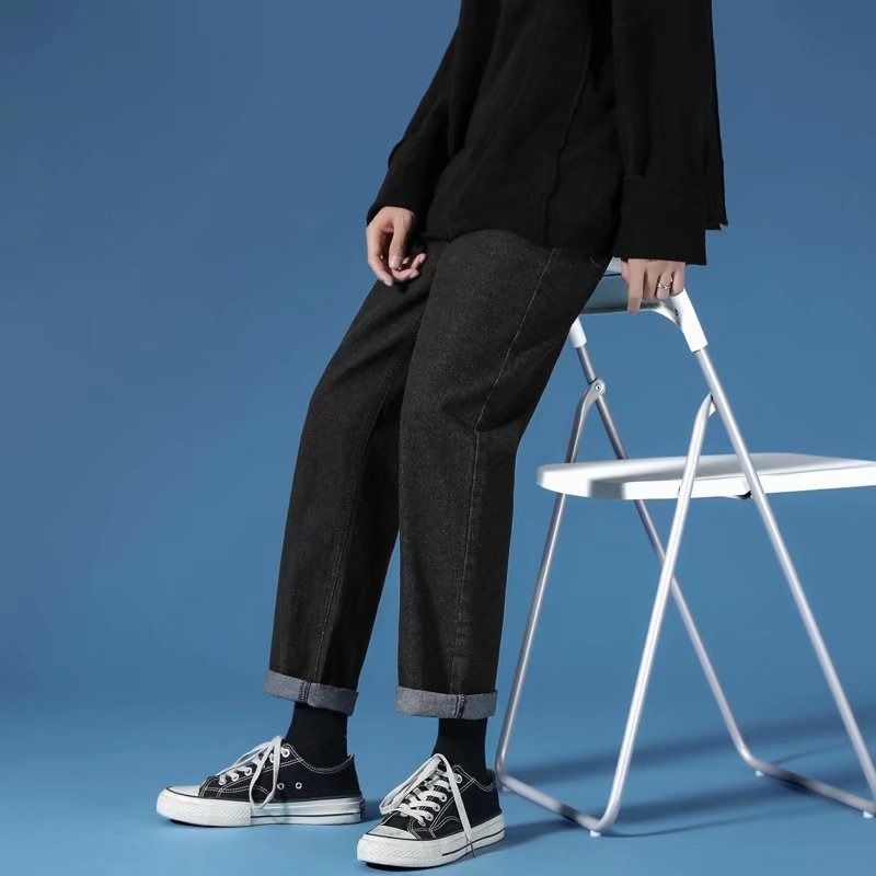 2024 Men's Korean Style Loose Straight Jeans | Vintage Washed Wide Leg Trousers | Streetwear Comfort Fit Casual Pants_voghion.com