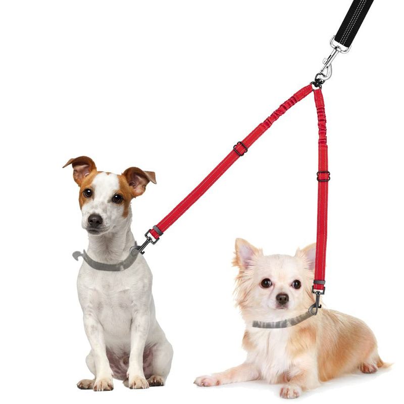 New Product Double Dog Leash_No Tangles_360° Rotating Reflective Traction Belt_voghion.com