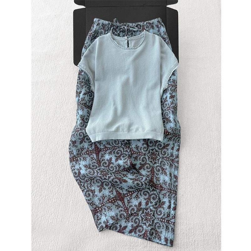 Sommer-OOTD-Outfit für Damen 2025 Neue europäische jugendliche Mode im Lazy-Style T-Shirt Weite Hose Zweiteiliges Set_voghion.com
