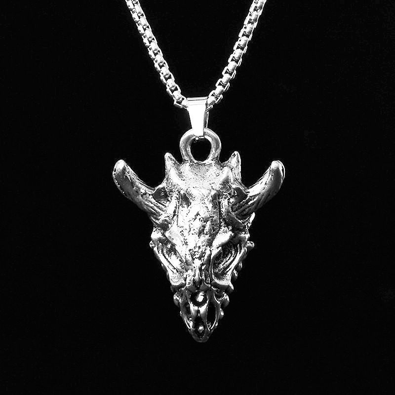European And American Jewelry, Retro Personality Fashion Hexagram Cow Skull Pendant Men's Necklace_voghion.com