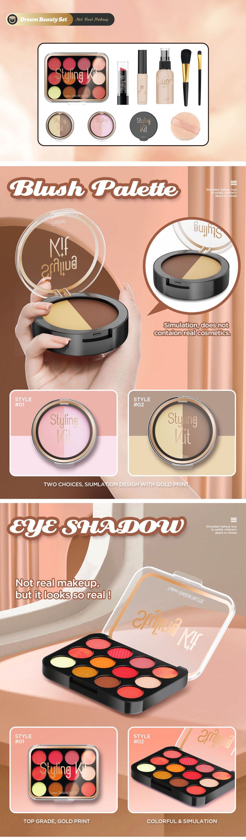 Make-up-Spielzeugset für Mädchen zum Rollenspiel. Ungiftiges und sicheres Kosmetikset für Kinder mit Spiegel, Lippenstift und Nagellack. Perfektes Geburtstagsgeschenk für 4- bis 6-Jährige._voghion.com