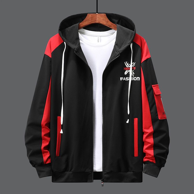 2025 Frühling Herbst Kapuzenjacke Lässiges Sport-Sweatshirt für Teenager Trendy und stilvolles Farbblock-Zweiteiler-Set_voghion.com