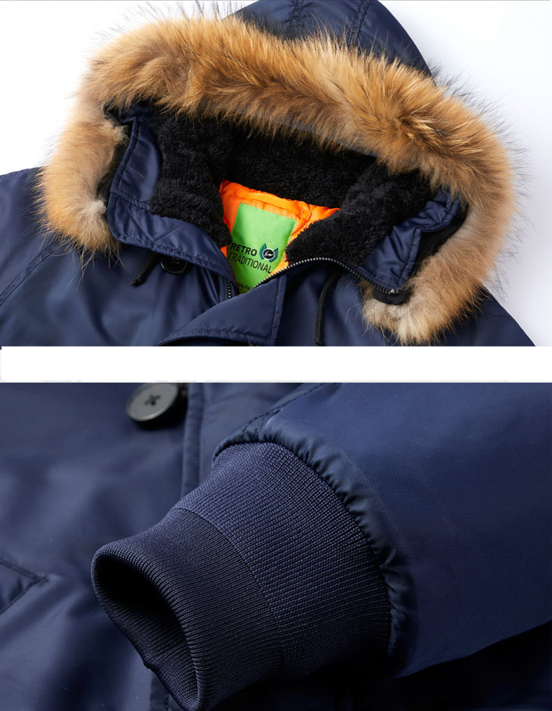 Men's Detachable Wool-collar Padded Loose Jacket Jacket_voghion.com