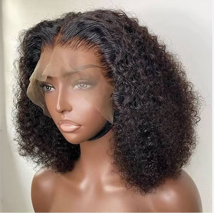 Peluca de Bob corto, pelucas de cabello humano rizado Jerry, peluca Frontal de onda profunda, peluca de encaje de pelo Remy Bob, pelucas de malla con división en T transparente HD_voghion.com