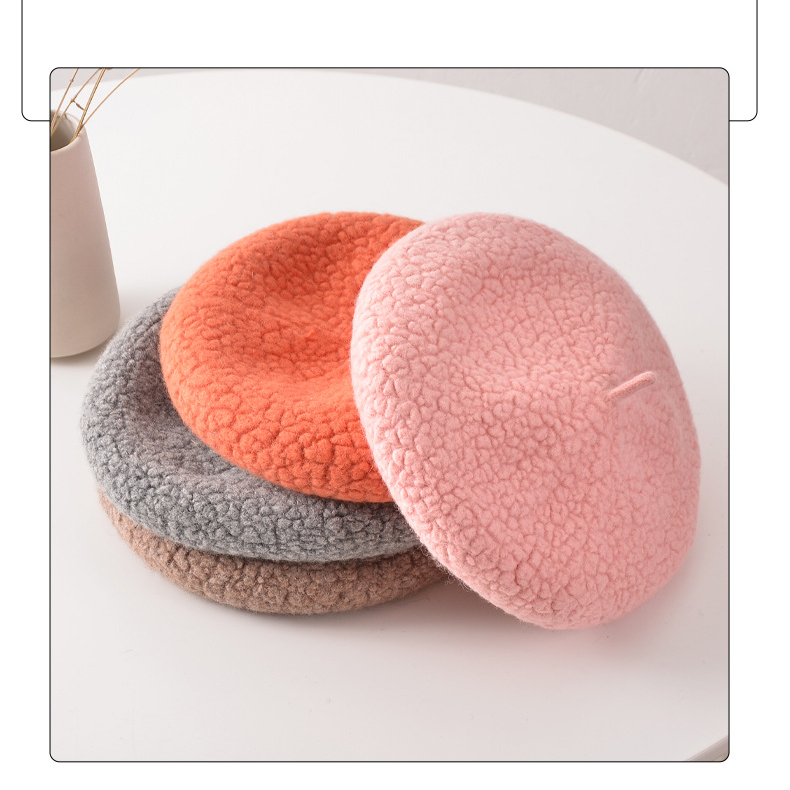 Unisex Wool beret Ladies winter Beanie pellet beret Painter cap Mushroom cap_voghion.com