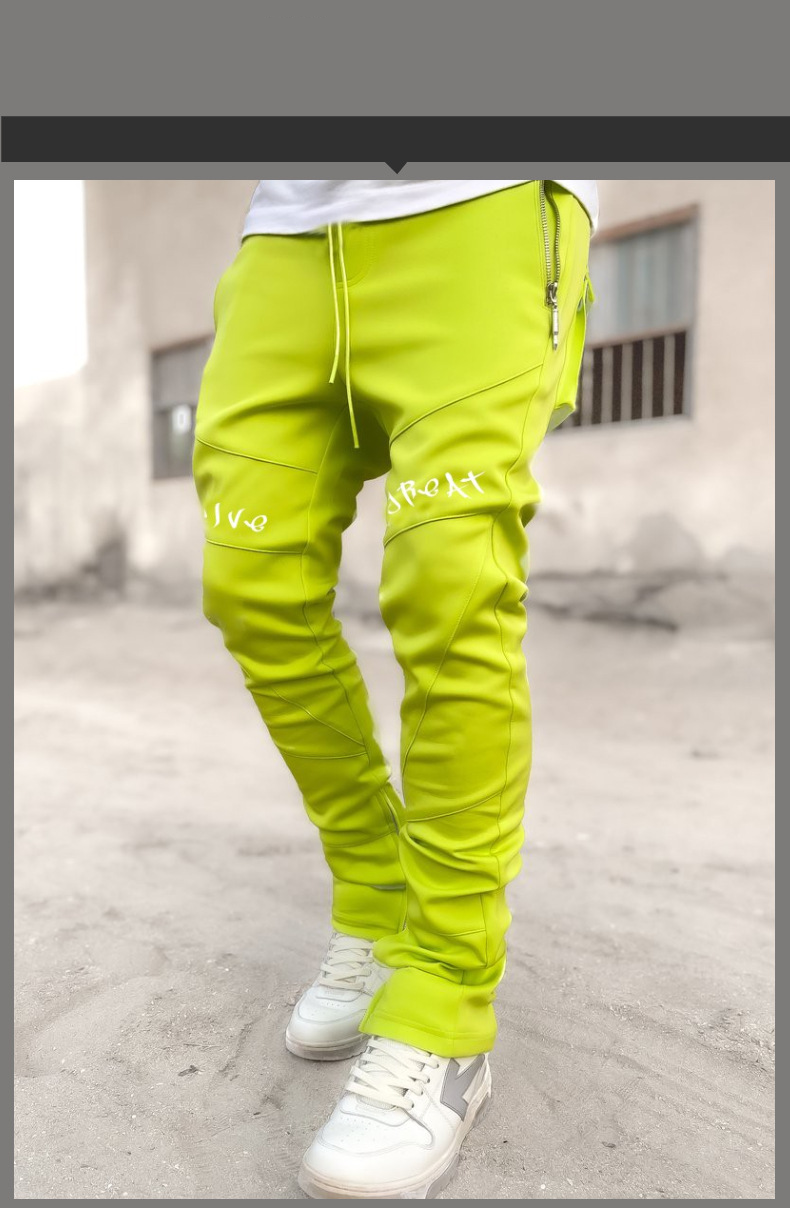 Herrenbekleidung Sporthosen Herren Herbst Leggings Elastische Schlanke Rucksacktasche Trendy Laufen Lässige Lange Hosen_voghion.com