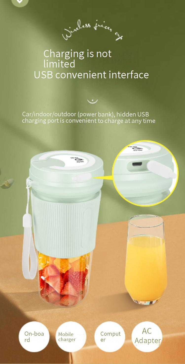 Mini frullatore portatile per succhi e frullati, spremiagrumi da viaggio ricaricabile tramite USB a 4 lame, contenitore da 400 ml senza BPA, silenzioso e potente per casa, ufficio, palestra_voghion.com