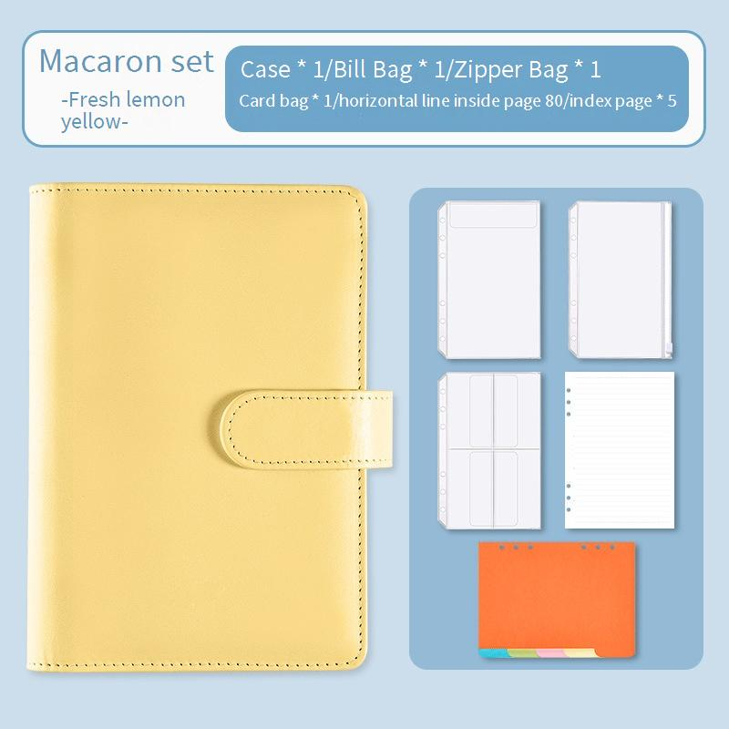 Refillable Notebooks A5 Loose Leaf Macaron Plan PU Notepad Cash Budget Handbook Loose Leaf Notebook_voghion.com