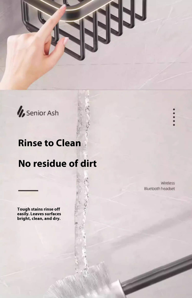 Hochwertiger Toilettenbürstenhalter zur Wandmontage – Space Aluminium, Badezimmer-Organizer ohne Bohren (Mattschwarz/Silber/Grau, rostfrei, 10 kg Tragkraft)_voghion.com