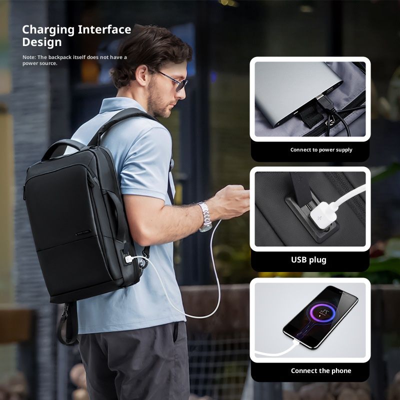 Zaino da lavoro premium, zaino per laptop di grande capacità con spallacci ergonomici, tessuto Oxford resistente all'acqua, design elegante e minimalista_voghion.com