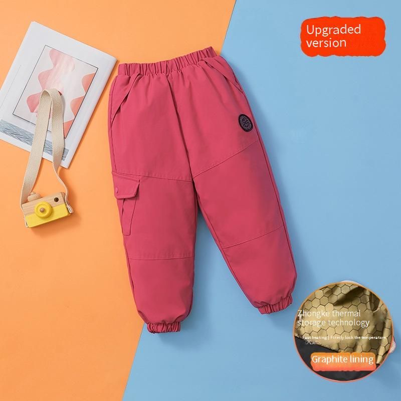 Winterdaunenhose für Kinder - Warme, mit Entenfedern isolierte Schneehose für Jungen und Mädchen, locker sitzende, lange Thermohose (Alter 3-8 Jahre, 100-140 cm)_voghion.com