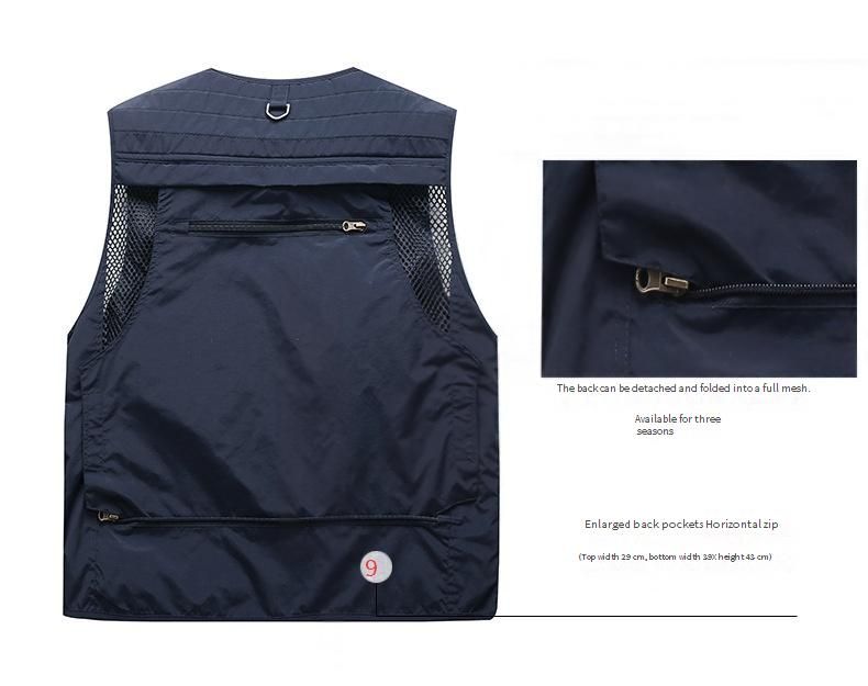 Men's Quick-Dry Mesh Vest With Multiple Pockets, Fishing Photography Casual Sleeveless Jacket, Plus Size_voghion.com