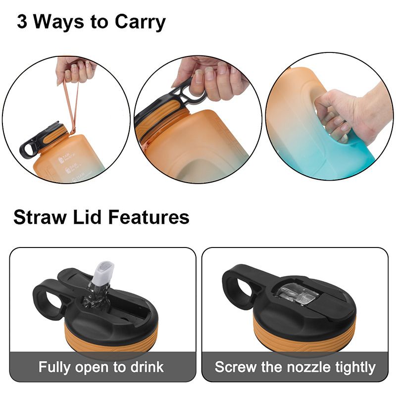 Gradual Change Color Kettle Sports Kettle Large Capacity PETG Plastic 1 Gallon 2.2 Liter Capacity Water Bottle_voghion.com