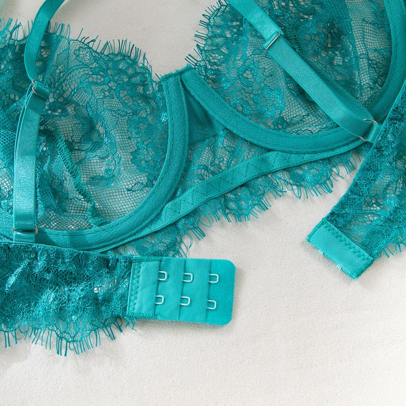 Women's Intimates Big Chest Small Thin Hollow Bra Thong Women's Underwear Set_voghion.com