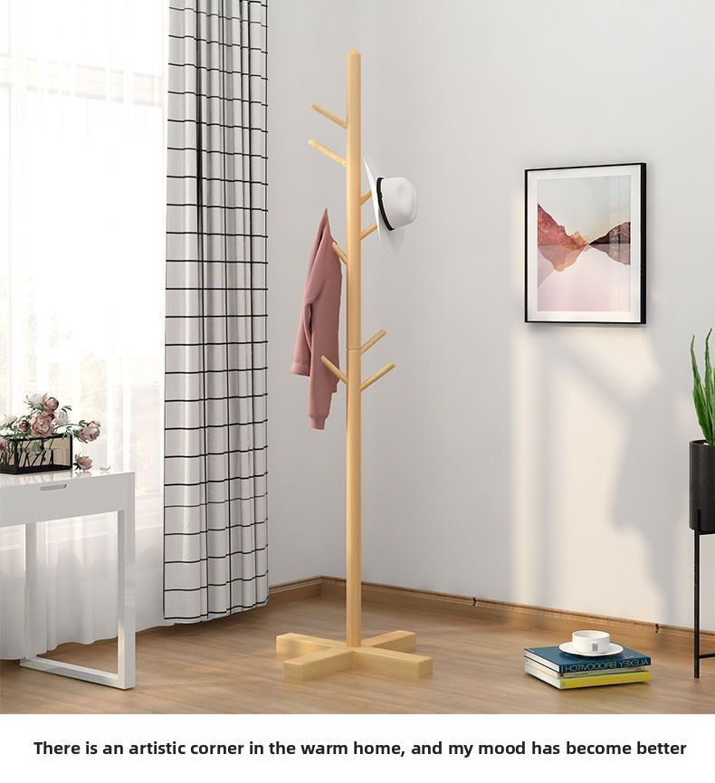 Cabide de chão de madeira maciça para quarto, vertical, casa, simples, para secar roupas, cabide para pendurar_voghion.com