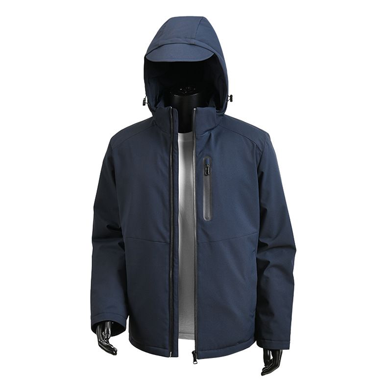 Herrenbekleidung Winterjacke mit Kapuze – Softshell-Outdoormantel, lockere Passform, warmes Fleecefutter, mehrere Taschen (Schwarz, Armeegrün, Beige, Marineblau)_voghion.com