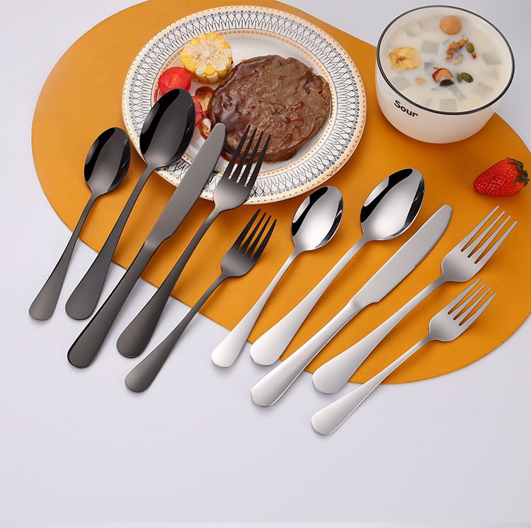 Edelstahl 1010 Geschirr 24-teiliges Set Western Geschirr 6 Personen Doppelseitige Craft Box Steak Messer Gabel und Löffel_voghion.com