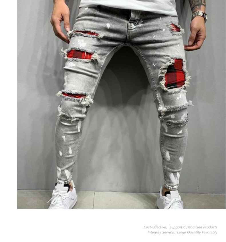 Pantalones vaqueros ajustados con parches desgastados, estilo camuflaje, leggings juveniles._voghion.com