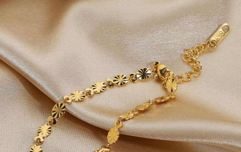 Gioielli con bracciale a catena in acciaio inossidabile 316 placcato oro squisito con petalo ovale fatto a mano_voghion.com