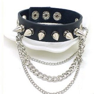 Fashion Rivet Combination Punk Leather Trend New Bangle Bracelet_voghion.com