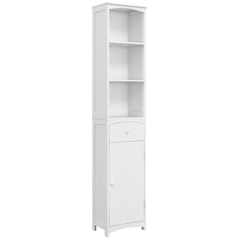 HOMCOM 67 Inch Bathroom Storage Cabinet Free Standing Tall Linen Tower 3-Tier Shelves Drawer White_voghion.com