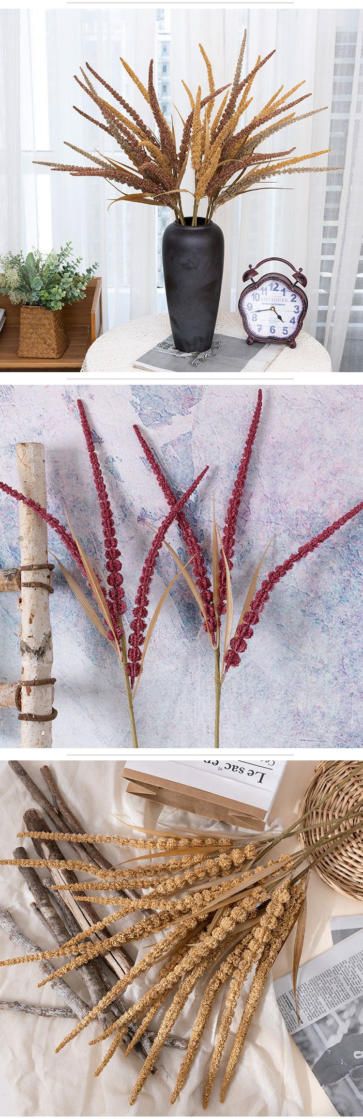 Decorazione per matrimonio simulazione di grano fiori produttori artigianato di piante verdi_voghion.com