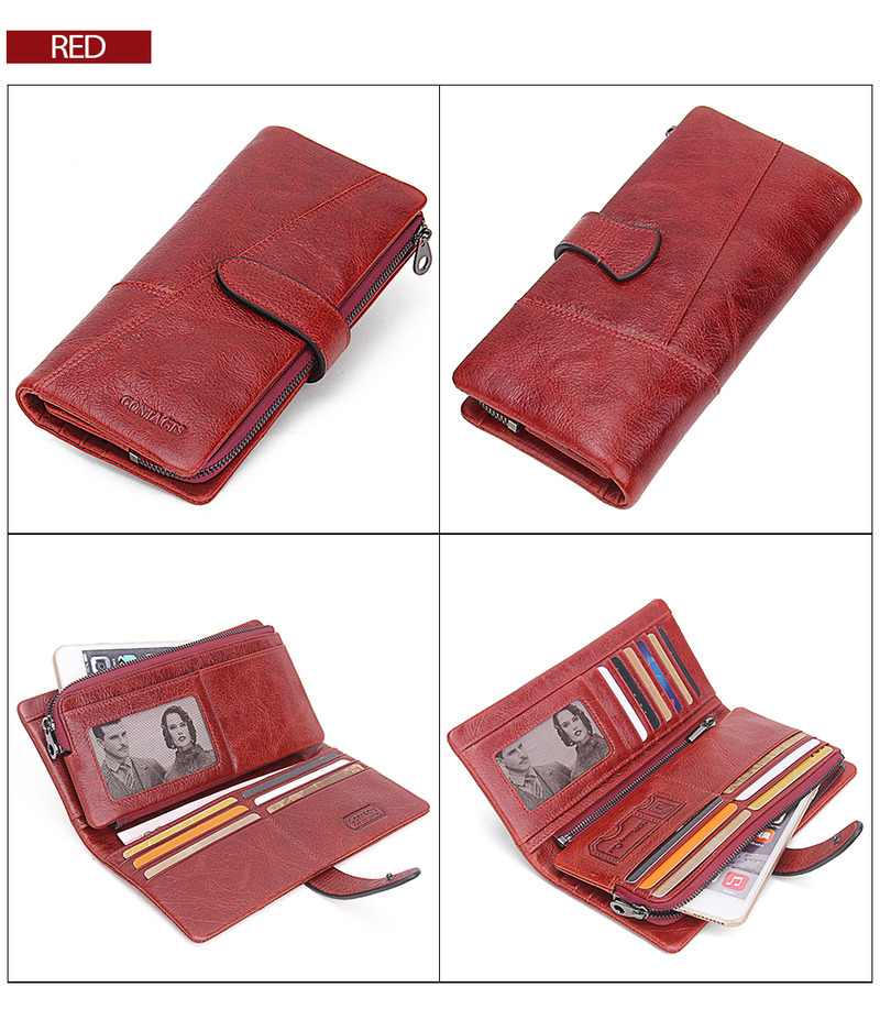 Nueva cartera de cuero genuino de Contact's, monedero de moda para damas, carteras de mano largas para mujer, con bolsas para teléfono móvil, tarjeta_voghion.com