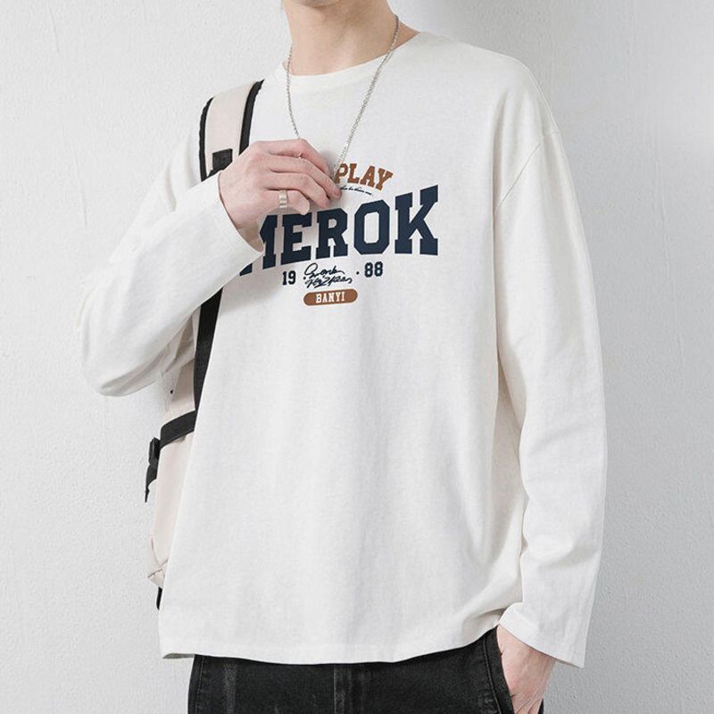Baleno Pure Cotton Thin Printed Long Sleeve T-S For Men 2025 Spring Loose Fit Plus Size Versatile Solid Color_voghion.com