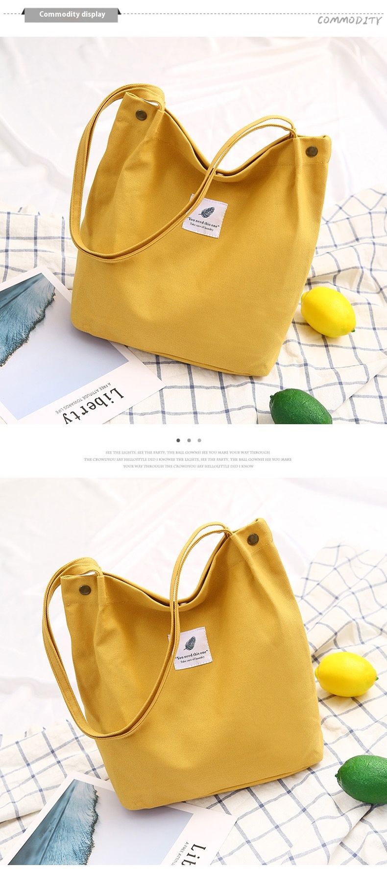 Sac en toile minimaliste de l'Académie artistique de mode Andralyn Sac en tissu de grande capacité Sac à bandoulière à main pour femme Sac de shopping_voghion.com