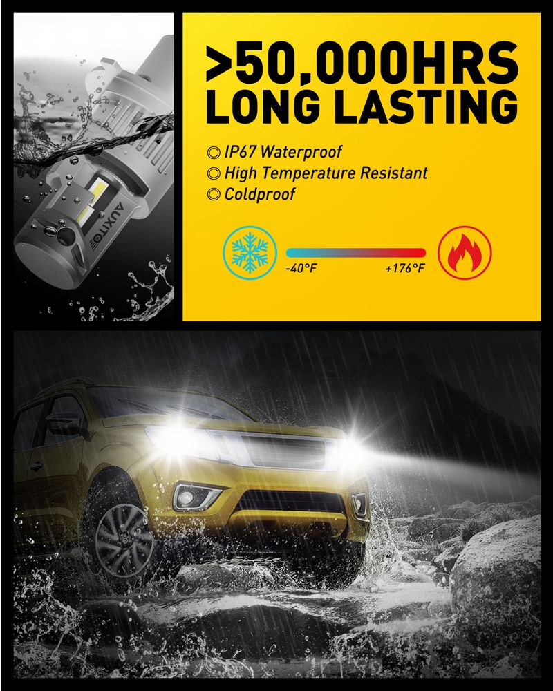AUXITO 2Pcs 20000LM 9003 Headligh Bulbs Canbus No Error H4 HB2 LED Hi/Lo Beam 100W Car Head Lamps 6000K Whie Auo_voghion.com