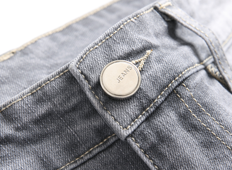 Heren Slim Fit Stretch Jeans - Trendy Grijze Denim Broek met Elastisch Comfort, Mid-Rise Casual Broek_voghion.com