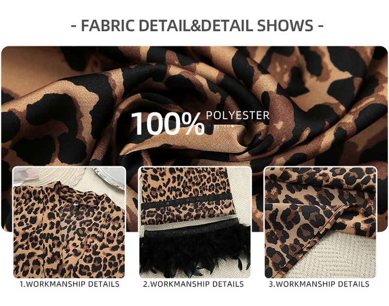 2025 New European And American Leopard Print Feather Patchwork Robe Loose Comfortable Loungewear_voghion.com