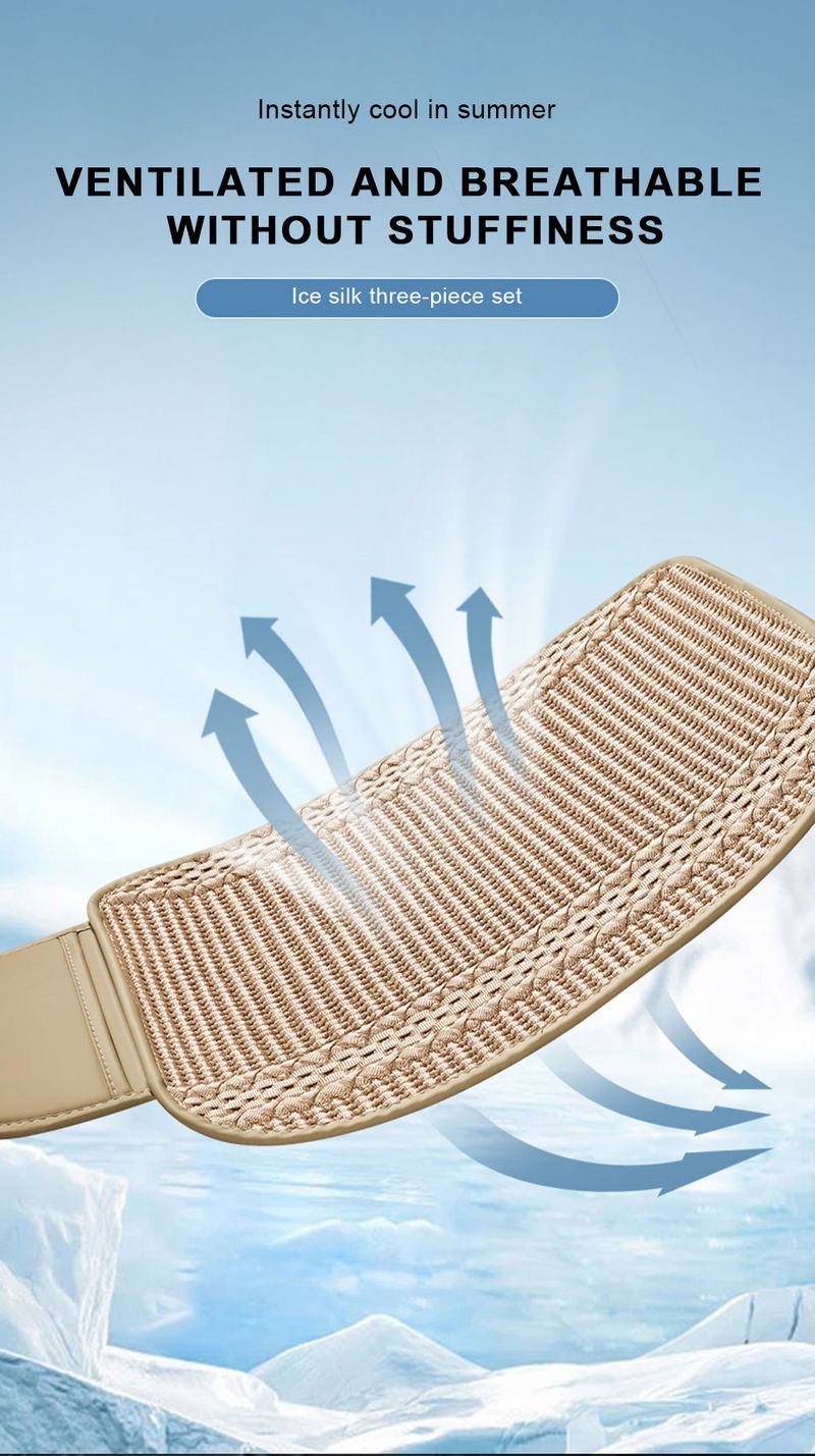 SEAMETAL Summer Cool Car Seat Covers Ice Silk Mat Cushion Protector Cover With Storage Pockets Breathable Anti-slip_voghion.com