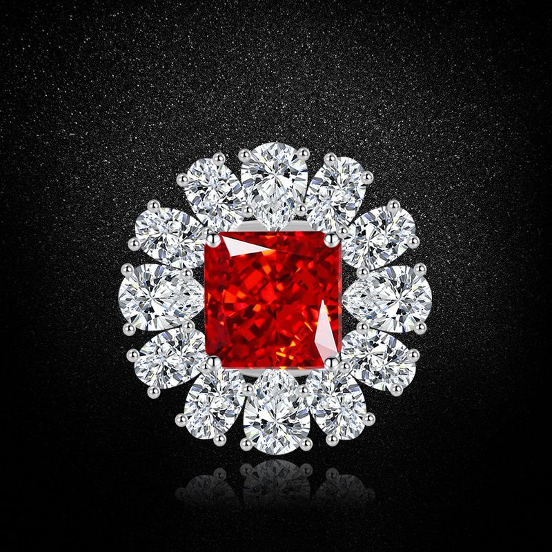 Anello di diamanti ad alto tenore di carbonio verde chiaro di lusso con apertura femminile regolabile e taglio a fiore di ghiaccio blu marino di alta qualità_voghion.com