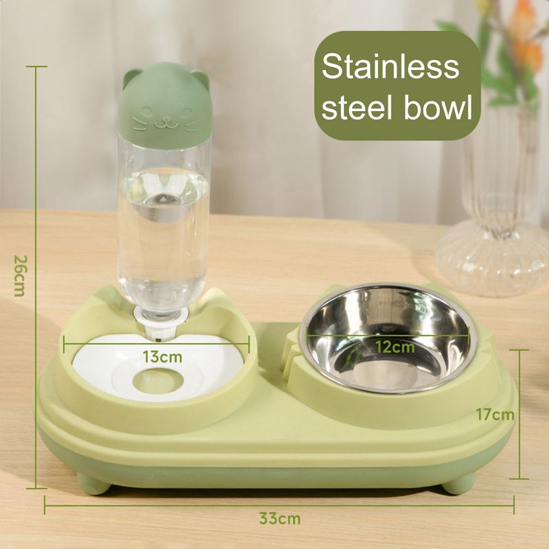 Guangying 1 conjunto moda 3 em 1 tigela de gato tigela dupla automática beber tigela proteção pescoço cão gato beber tigela de alimentação suprimentos para animais de estimação_voghion.com