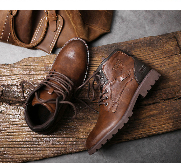 Zapatos de hombre, botas de talla grande, botas cortas con cremallera, zapatos de hombre, zapatos de caña alta, botas de trabajo para el desierto_voghion.com