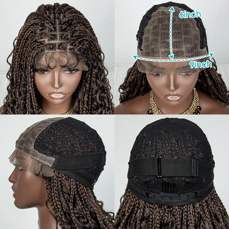 32inch long synthetic lace braid 9*6 transparent lace hand-woven braid with flower wig headgear box braid with baby hair_voghion.com
