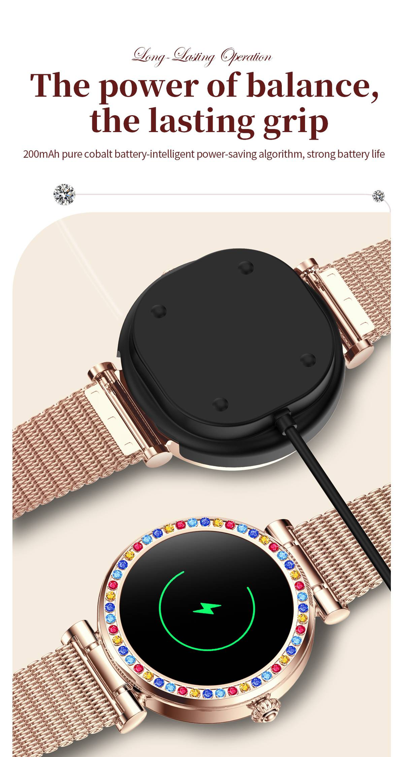 Pametna ura Byteuni Bluetooth Health za ženske, 5ATM vodoodporna ura za sledenje telesne pripravljenosti s srčnim utripom/SpO2/krvnim tlakom za IOS in Android_voghion.com