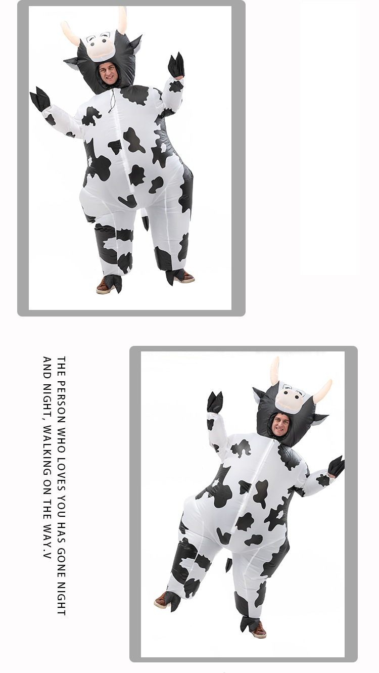 Halloween cow inflatable suit stage performance funny cow costume Halloween costume performance_voghion.com